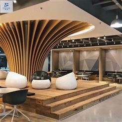铝树商场酒店餐厅艺术造型铝合金型材木纹方通树弧形铝方通
